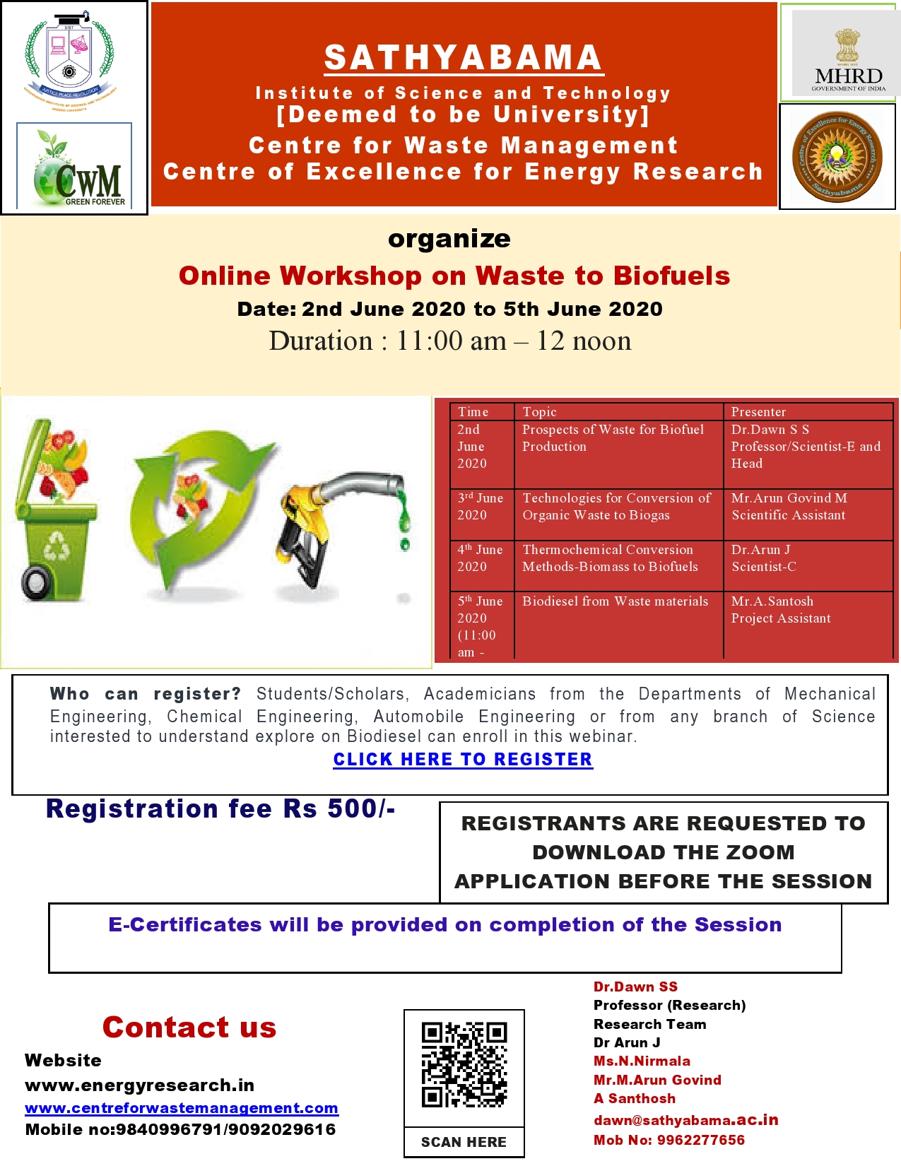 Online Workshop on Waste to Biofuels 2020